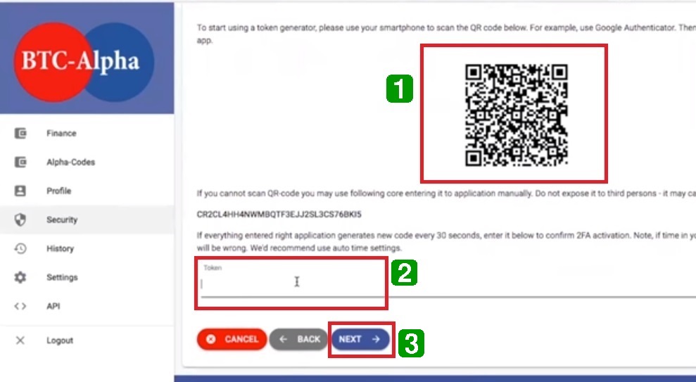 How to set up 2FA on BTC-Alpha