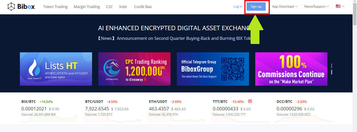 How to sign up on Bibox