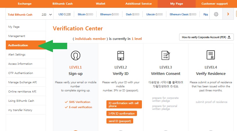 How to verify your account on Bithumb