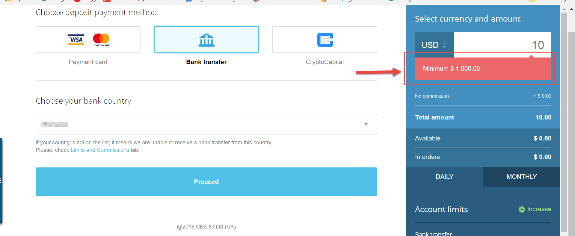 bitstamp deposit withdraw limits