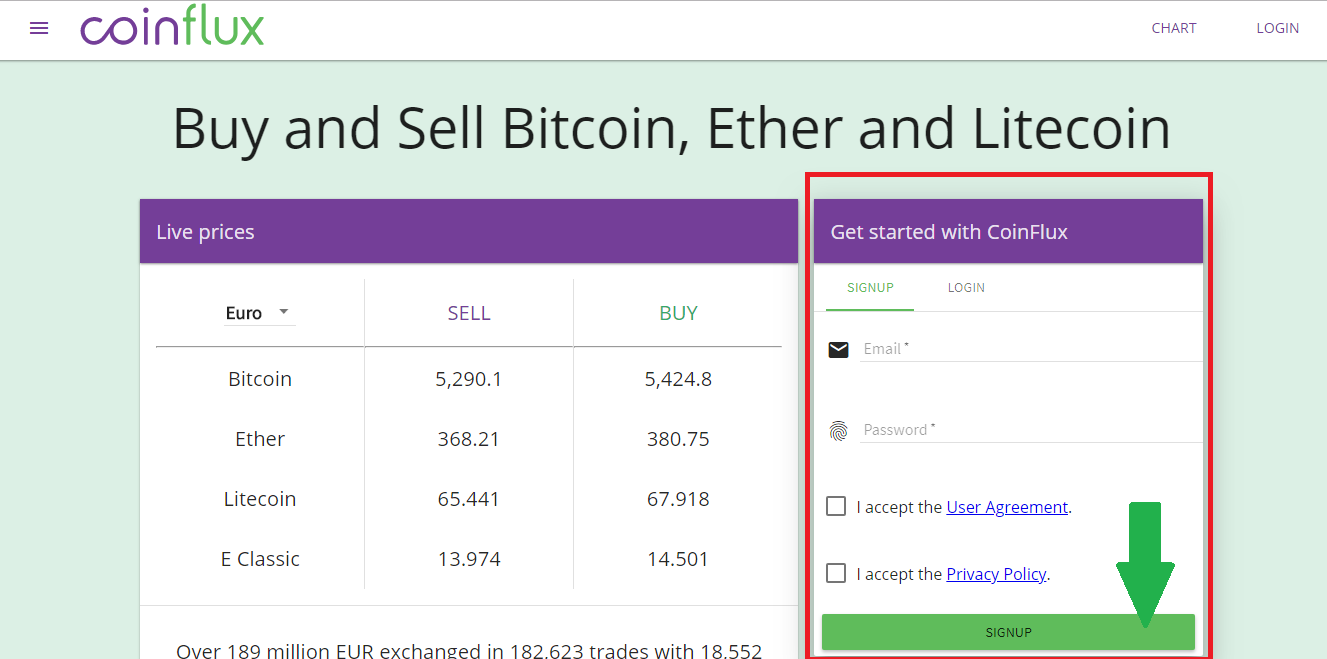 How to sign up on CoinFlux