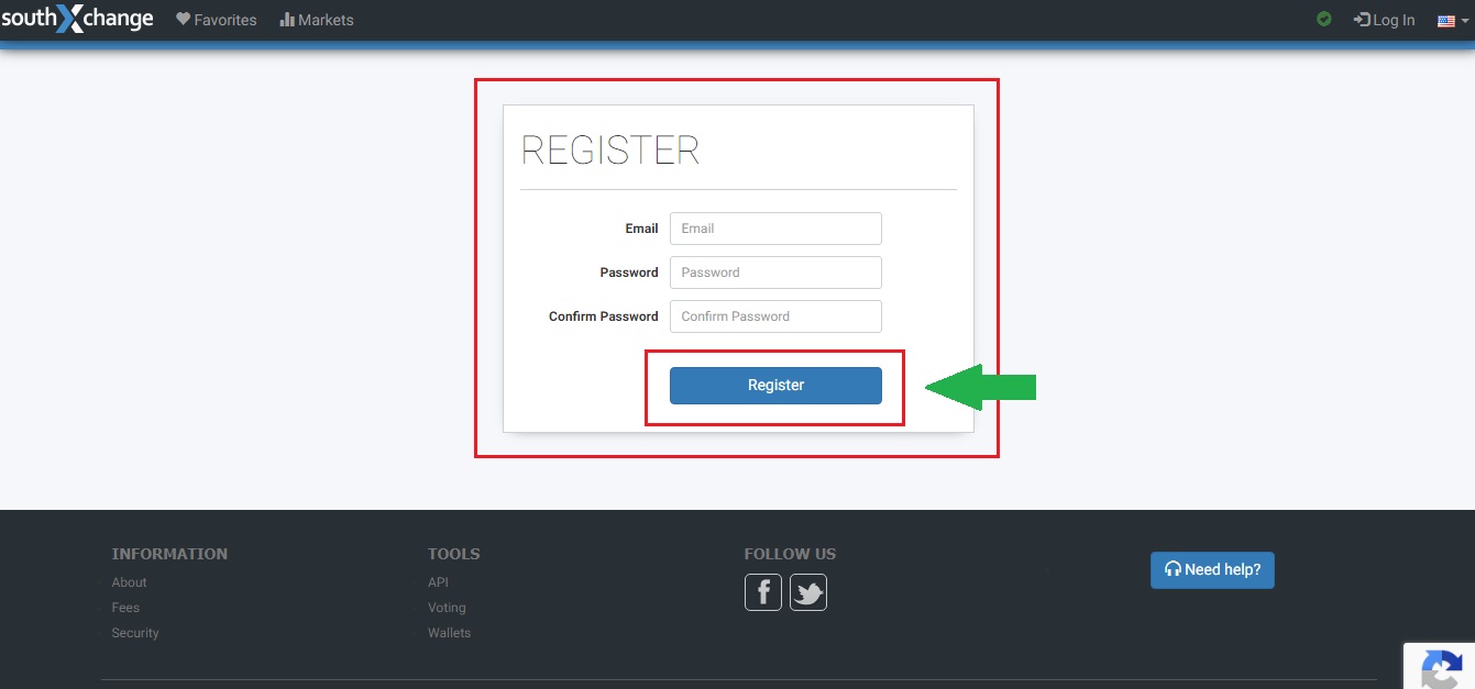 Entering registration details on SouthXchange