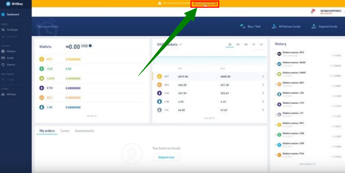 how to verify your BitBay account