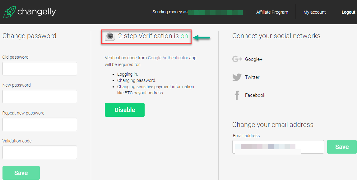 How to enable 2FA on your Changelly account