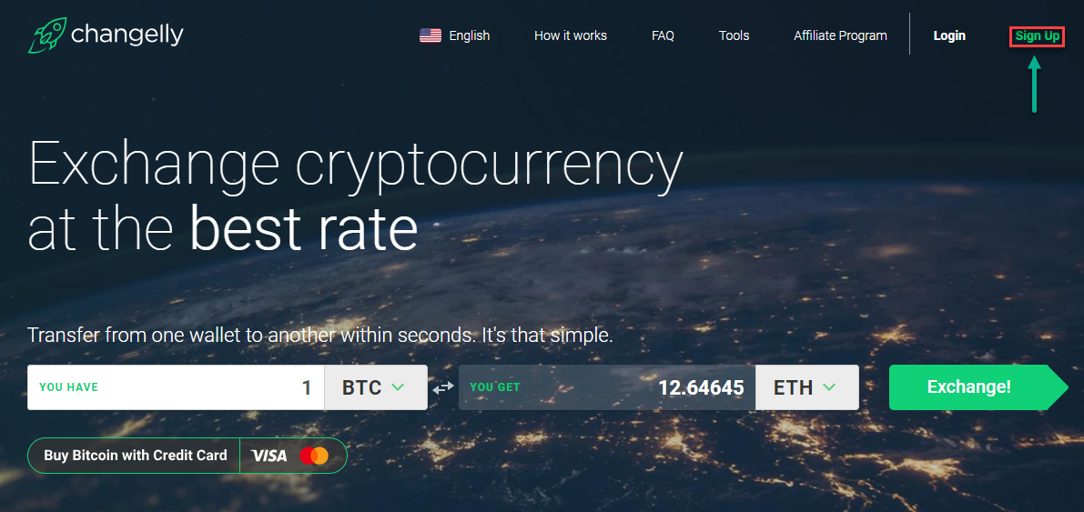 How to register on Changelly