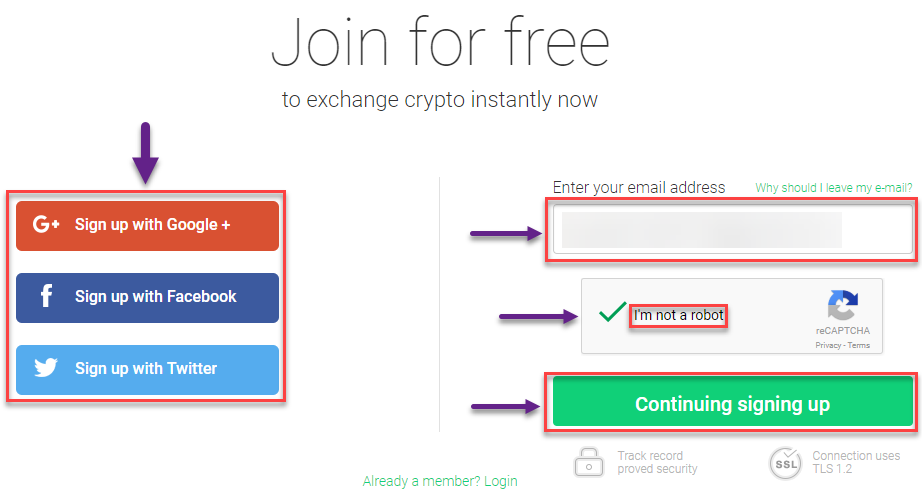 How to register on Changelly