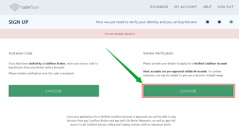 how to verify your Coinfloor account