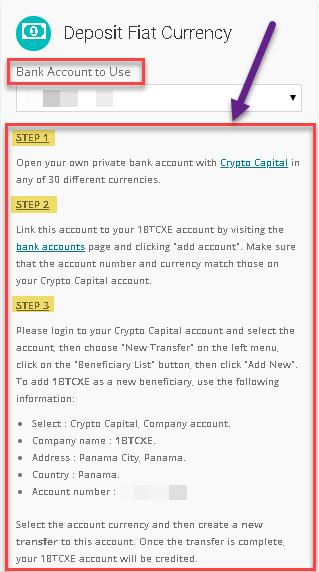 how to fund your 1BTCXE account