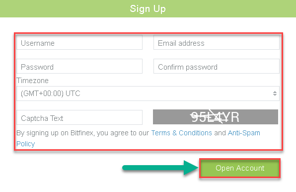 how to register on Bitfinex