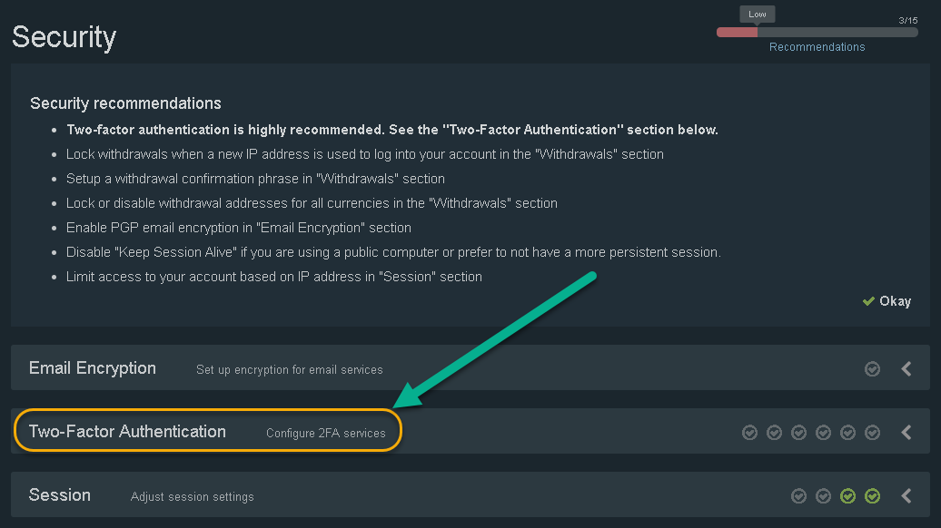 how to set 2fa on Bitfinex