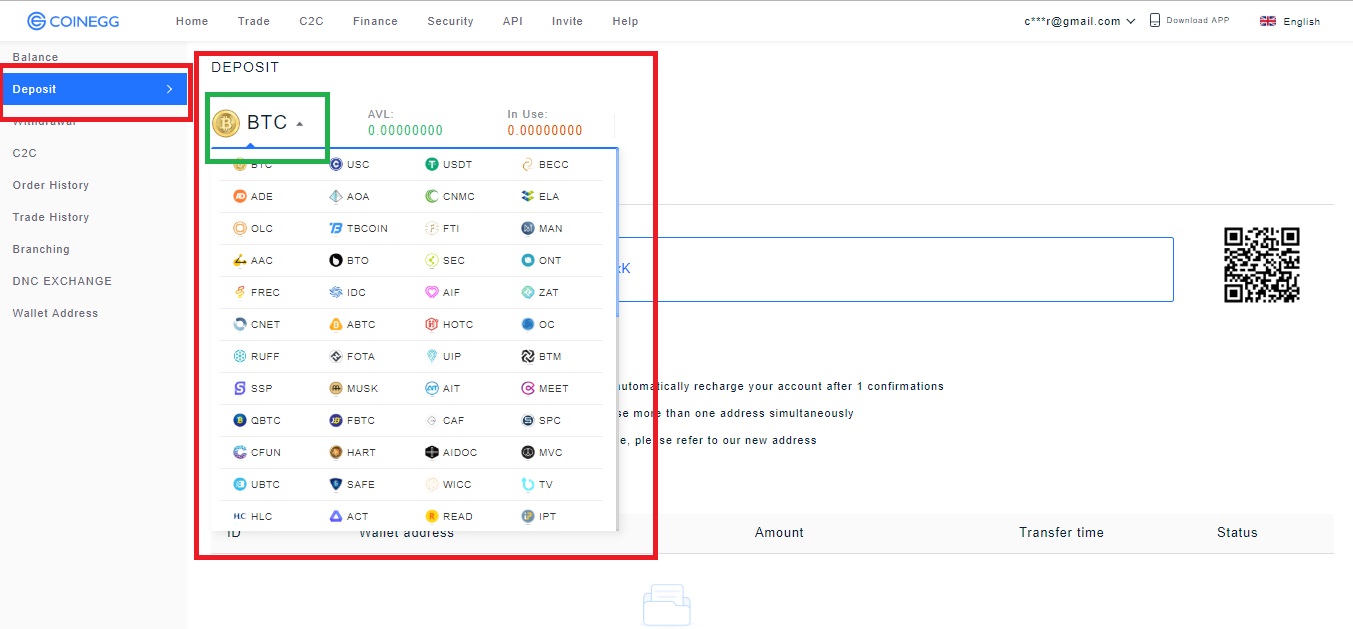 How to deposit funds on Coinegg