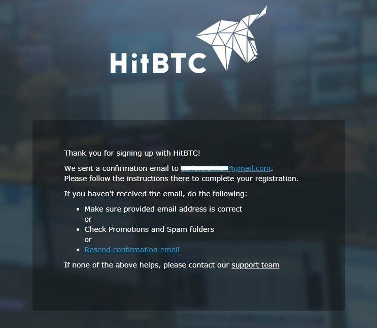 How to verify email on HitBTC