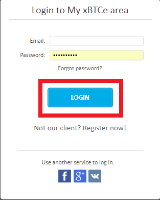 How to login on xBTCe