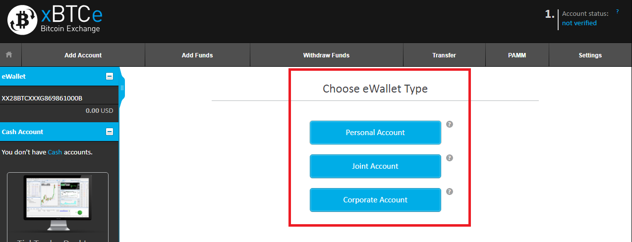 How to verify account on xBTCe