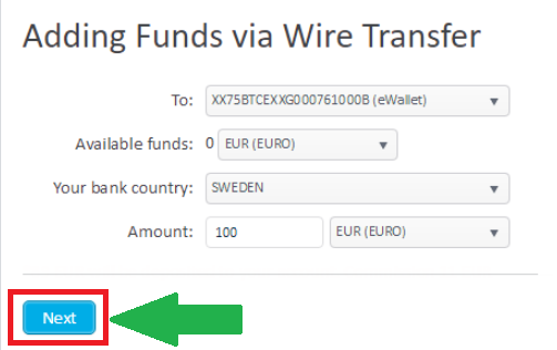 How to deposit on xBTCe