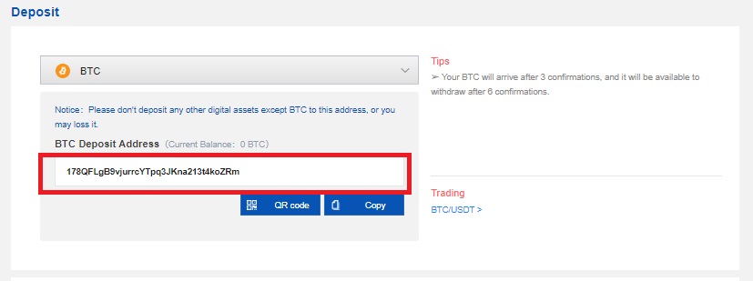 how to deposit funds on BitForex