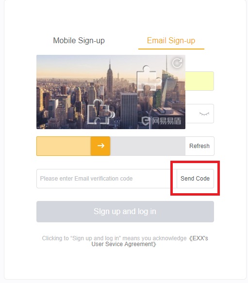 How to sign up on EXX