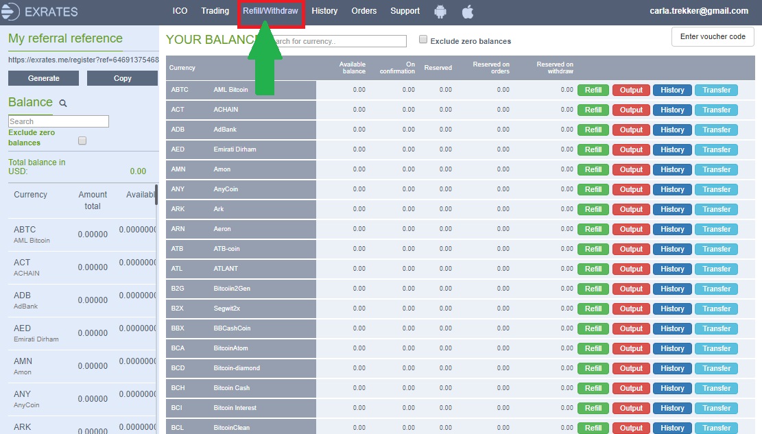 How to deposit on Exrates