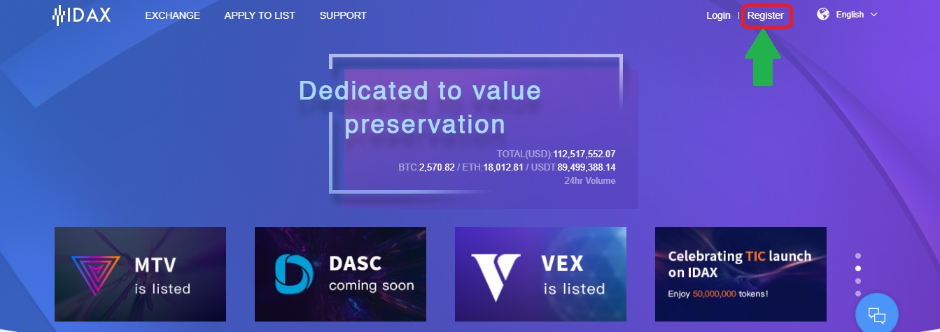 How to register on idax
